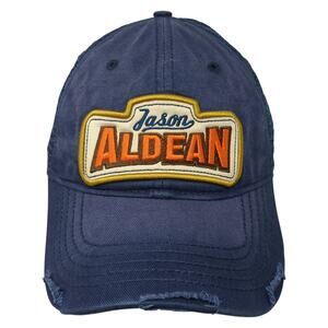Jason Aldean The Only Way I Know Snapback Trucker Hat Blue One Size Embroidered